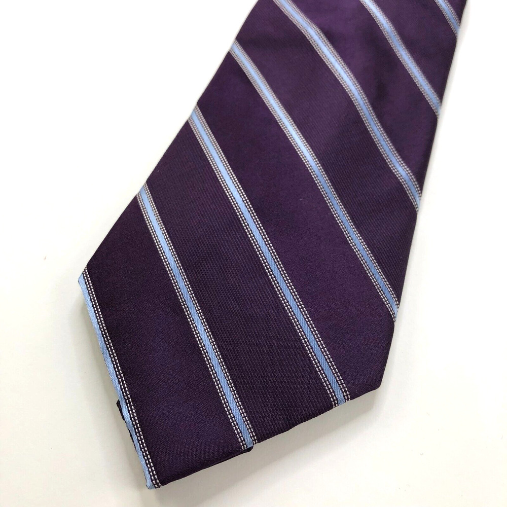 Jones New York Purple 100% Silk Neck Tie Men’s Striped 3.5-in/57-in